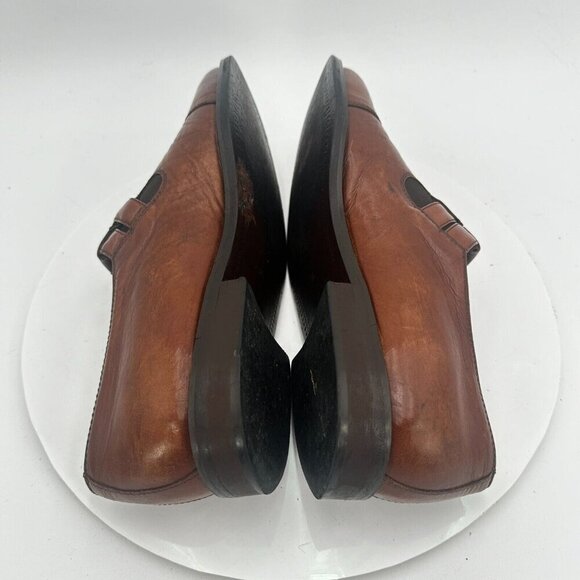 Fratelli Footwear Men Size 8.5M Brown Leather Cap Toe Double Buckle Dress Shoes - Picture 8 of 14